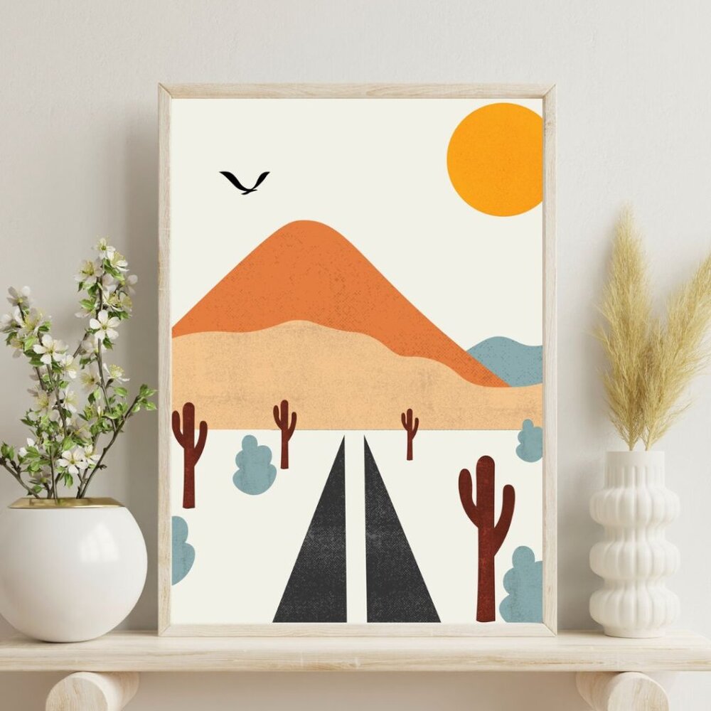 Desert Road Art Print Wall Decor 8"x10"